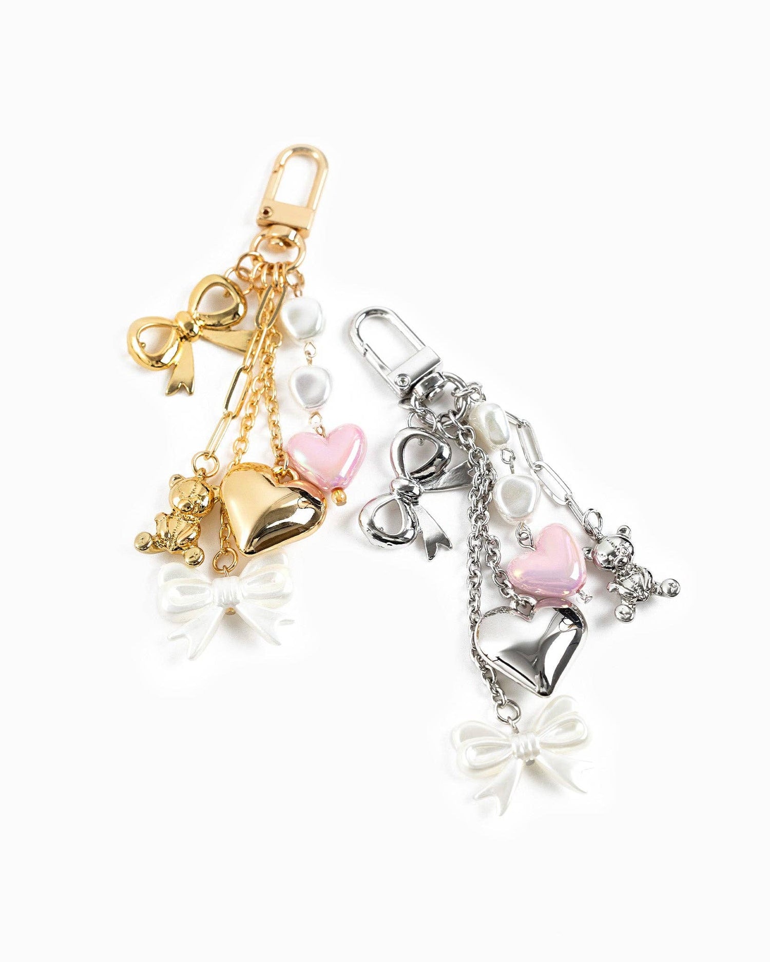 Multi Line Puff Heart Bear Bag Charm