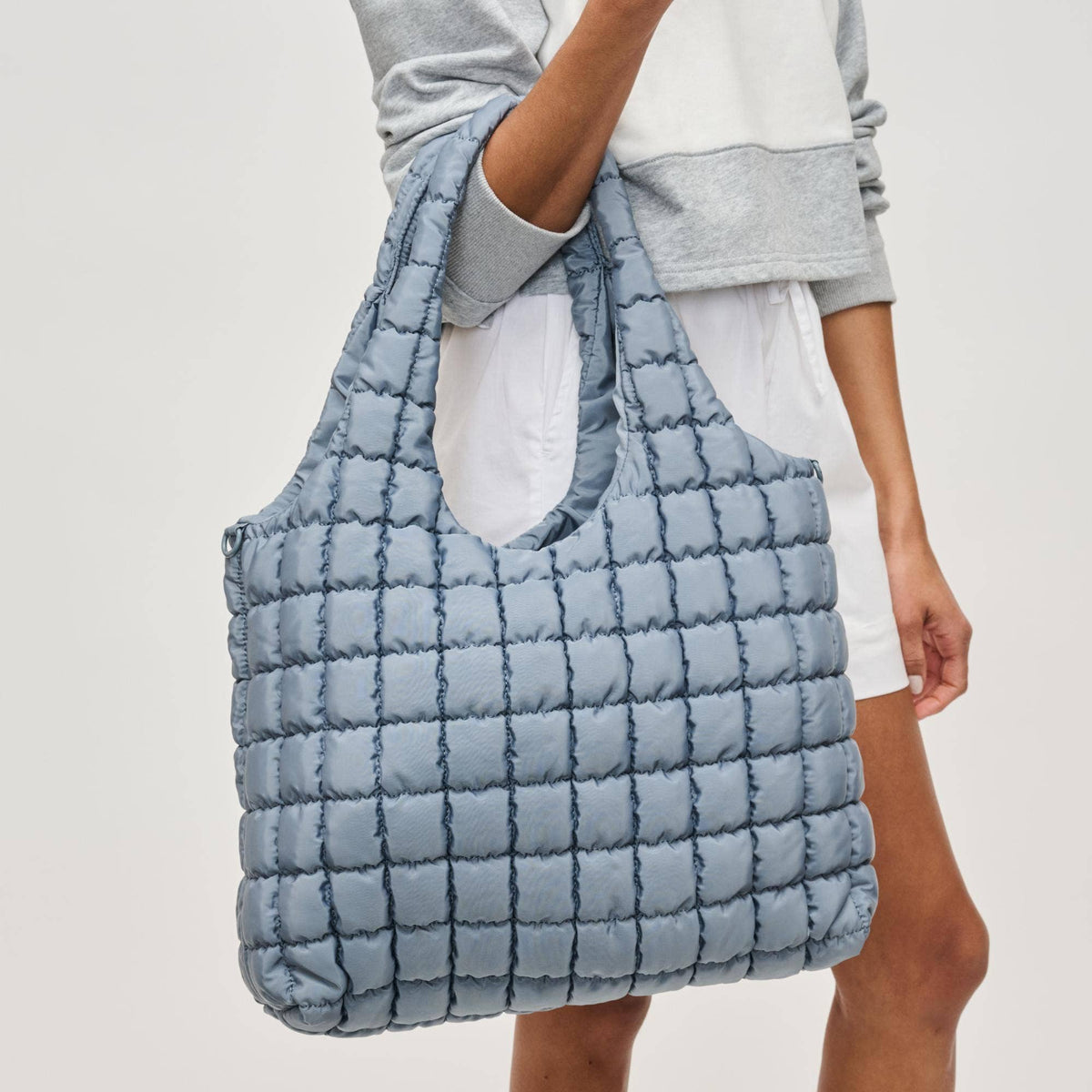 Quilted Puffer Nylon Hobo Tote Solene